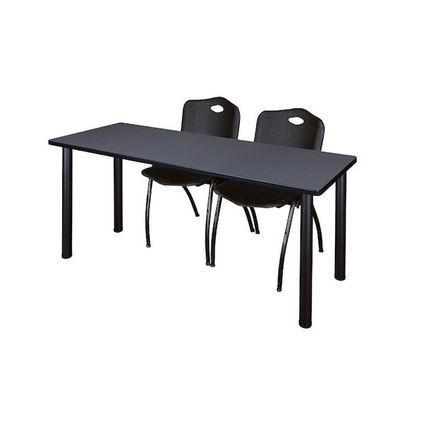 Kee Rectangle Tables > Training Tables > Kee Table & Chair Sets, 60 W, 24 L, 29 H, Grey MT6024GYBPBK47BK - main